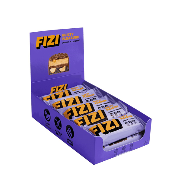 FIZI ZESTAW BATONÓW W POLEWIE CZEKOLADOWEJ „PEANUT + CARAMEL” 10 SZT X 45 G