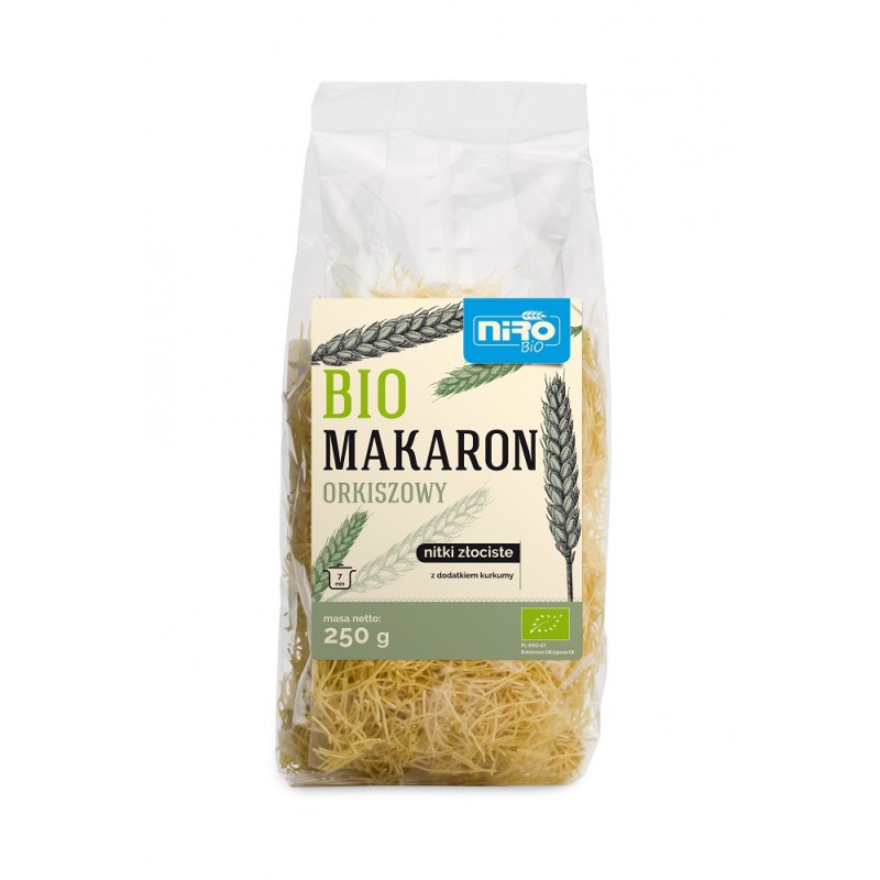 MAKARON (ORKISZOWY Z KURKUMĄ) NITKI ZŁOCISTE BIO 250 g