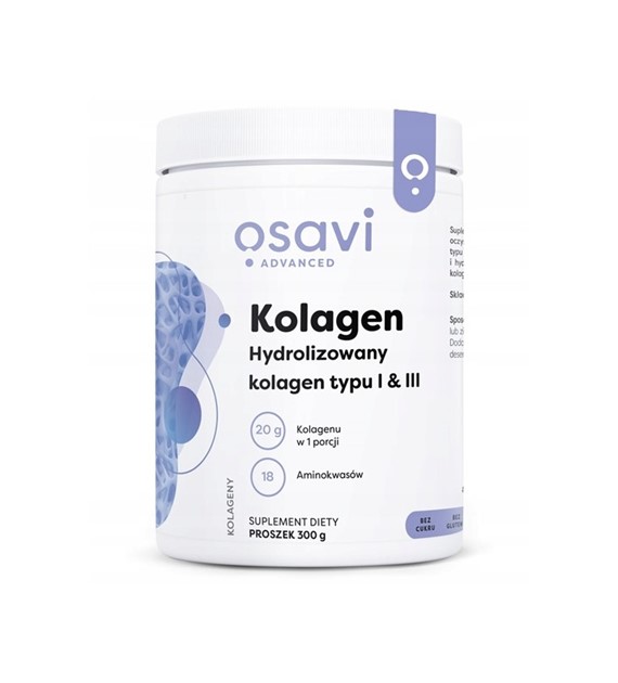 Kolagen wołowy hydrolizowany typ I i III 300g smak neutralny Osavi