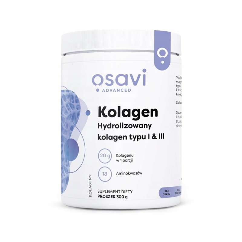 Kolagen wołowy hydrolizowany typ I i III 300g smak neutralny Osavi