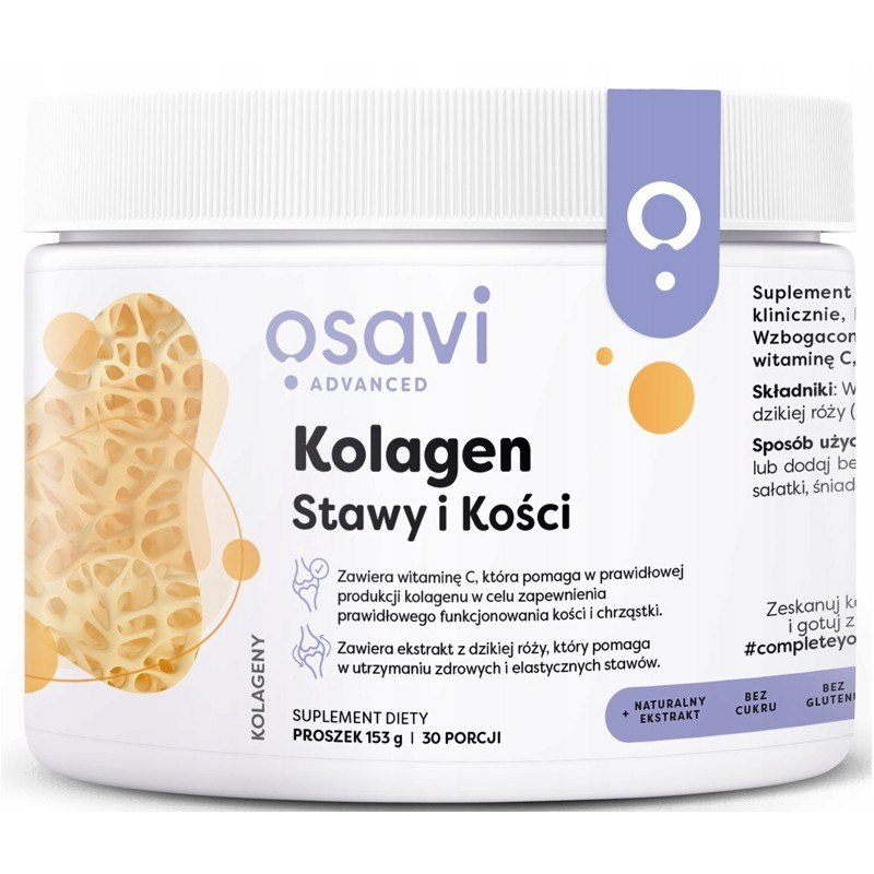 Kolagen wołowy (Stawy i kości) + ekstrakt z dzikiej róży 153 g Osavi