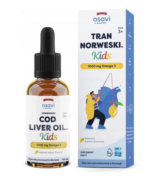 Tran norweski Kids 1000mg Omega 3 (smak cytrynowy) 50 ml Osavi