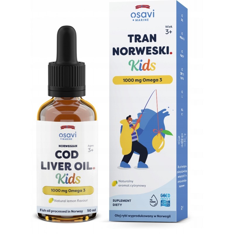 Tran norweski Kids 1000mg Omega 3 (smak cytrynowy) 50 ml Osavi