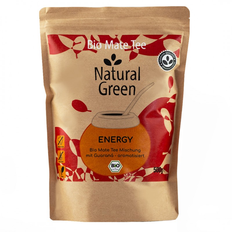 Natural Green Energy z Guaraną (niedymiona) 500G Organic yerba  mate