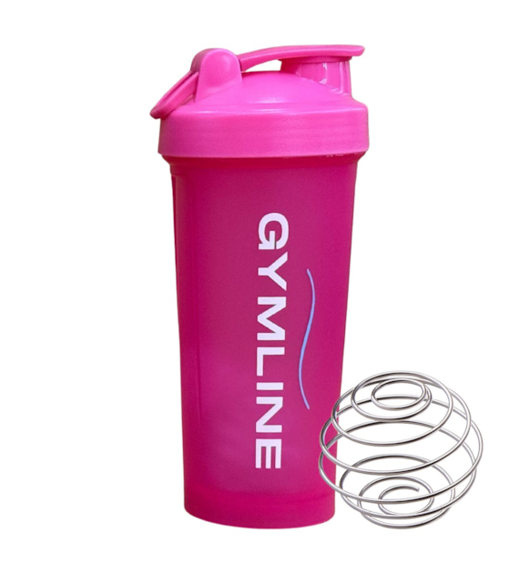 Shaker plastikowy 600ml różowy GYMLINE