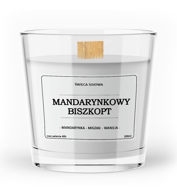 Świeca zapachowa sojowa MANDARYNKOWY BISZKOPT 200ml