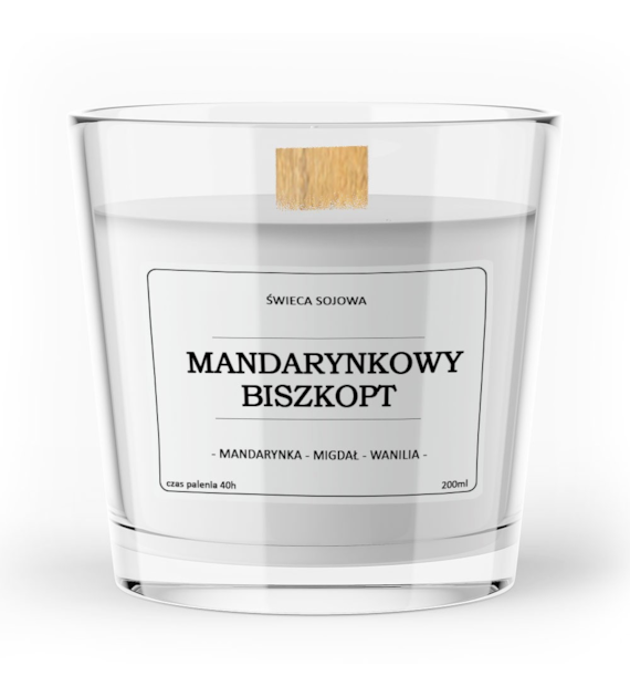 Świeca zapachowa sojowa MANDARYNKOWY BISZKOPT 200ml