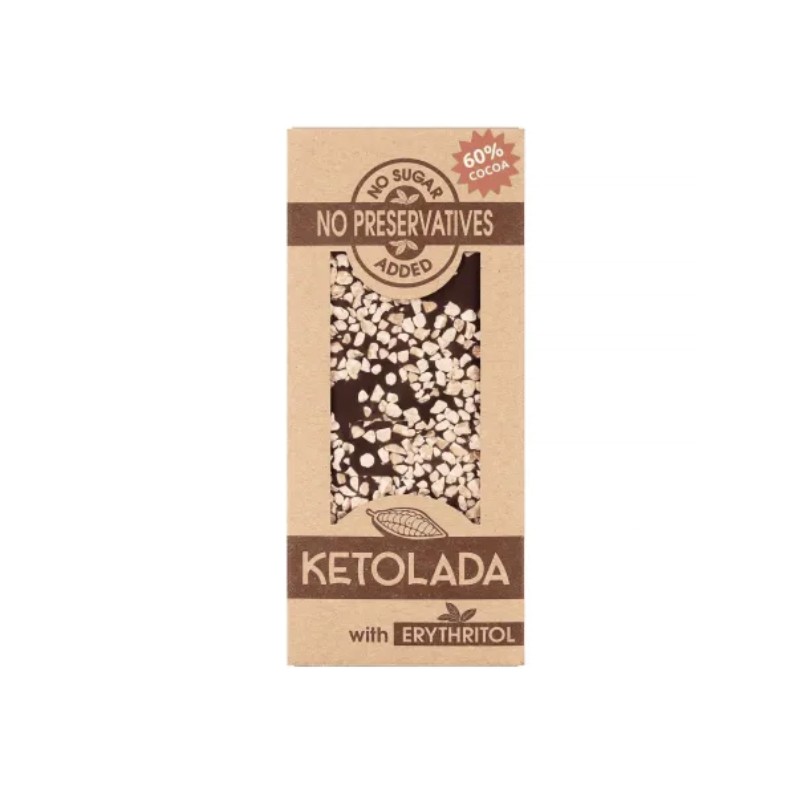 Czekolada 60% kakao z migdałami, erytrytol 100 g KETOLADA
