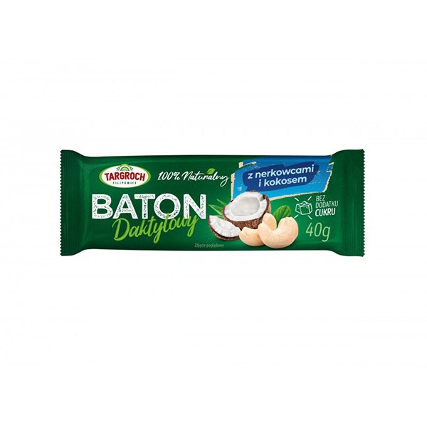 Baton daktylowy z nerkowcami i kokosem 40g TARGROCH