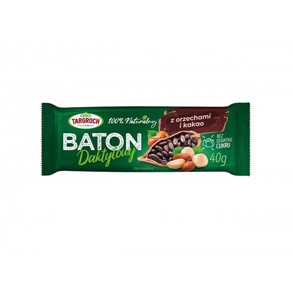Baton daktylowy z orzechami i kakao 40g TARGROCH