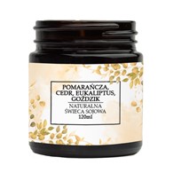 Naturalna świeca sojowa 120ml (pomarańcza, cedr, eukaliptus, goździk)