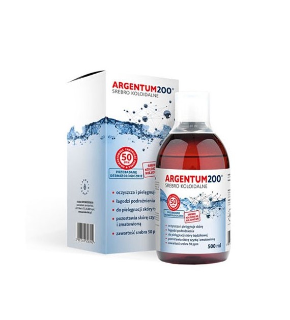 Srebro koloidalne Argentum 200 (50 ppm) tonik 500 ml Aura Herbals