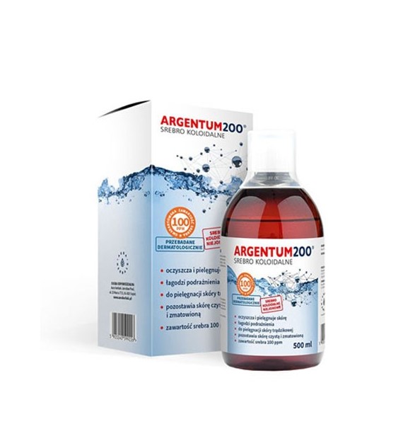 Srebro koloidalne Argentum 200 (100ppm) tonik 500 ml Aura Herbals