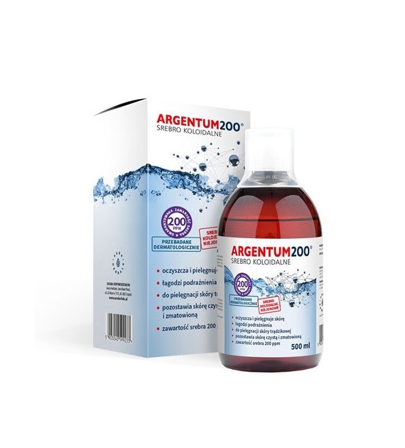 Srebro koloidalne Argentum 200 (200ppm) tonik 500 ml Aura Herbals