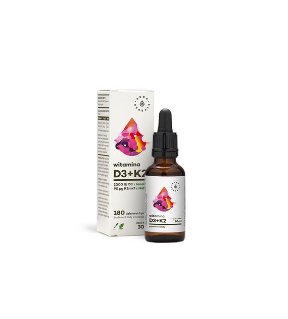 Witamina D3 (2000IU)+K2MK7 - krople 30ml Aura Herbals