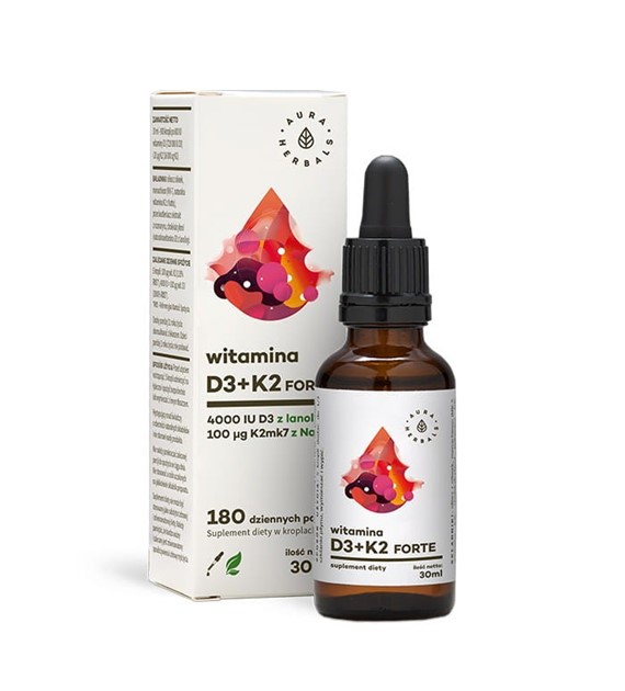 Witamina D3 (4000IU)+K2MK7 Forte - krople 30 ml Aura Herbals